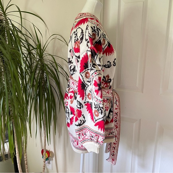 FARM Rio Cardigan Sweater Cashew Mandala Belted V-Neck Exclusive NWT - Picture 6 of 11